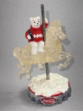 Coca Cola Red Sweater Polar Bear Carousel Figurine Beary Go Round Coke